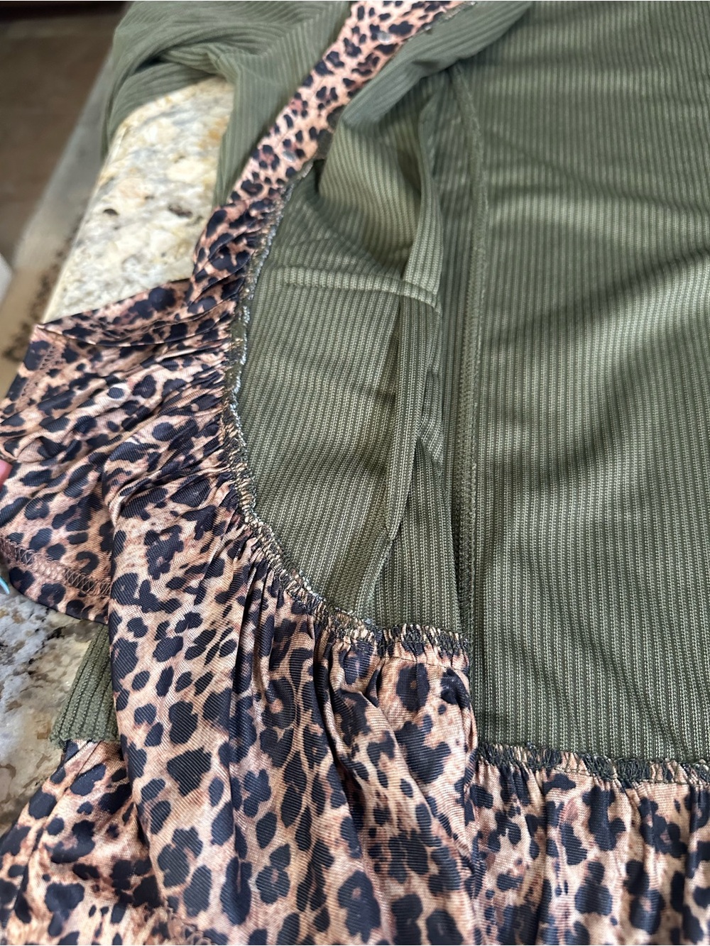 Cherrybetty Shacket army green sz XL w leopard hemline light cord jacket NWOT - Picture 10 of 14